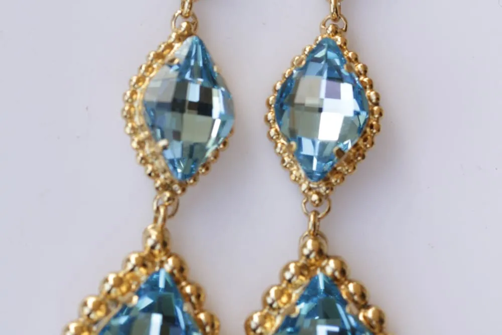 AQUAMARINE CHANDELIER EARRINGS