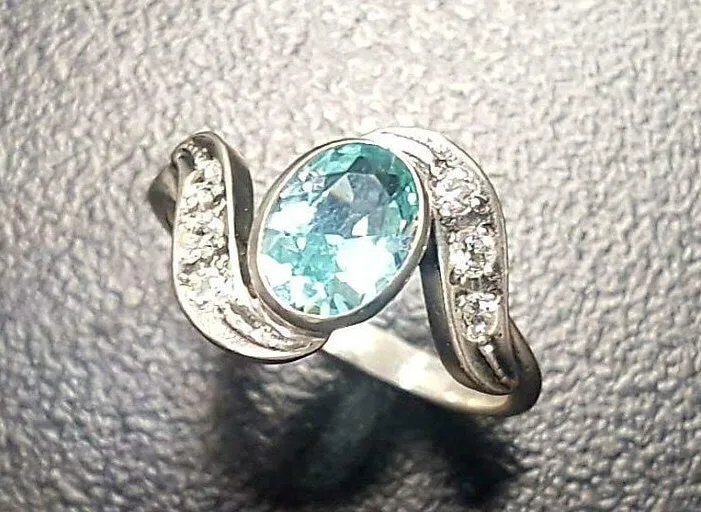 Aquamarine Ring - Sky Blue Ring - Vintage Bezel Ring