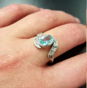Aquamarine Ring - Sky Blue Ring - Vintage Bezel Ring
