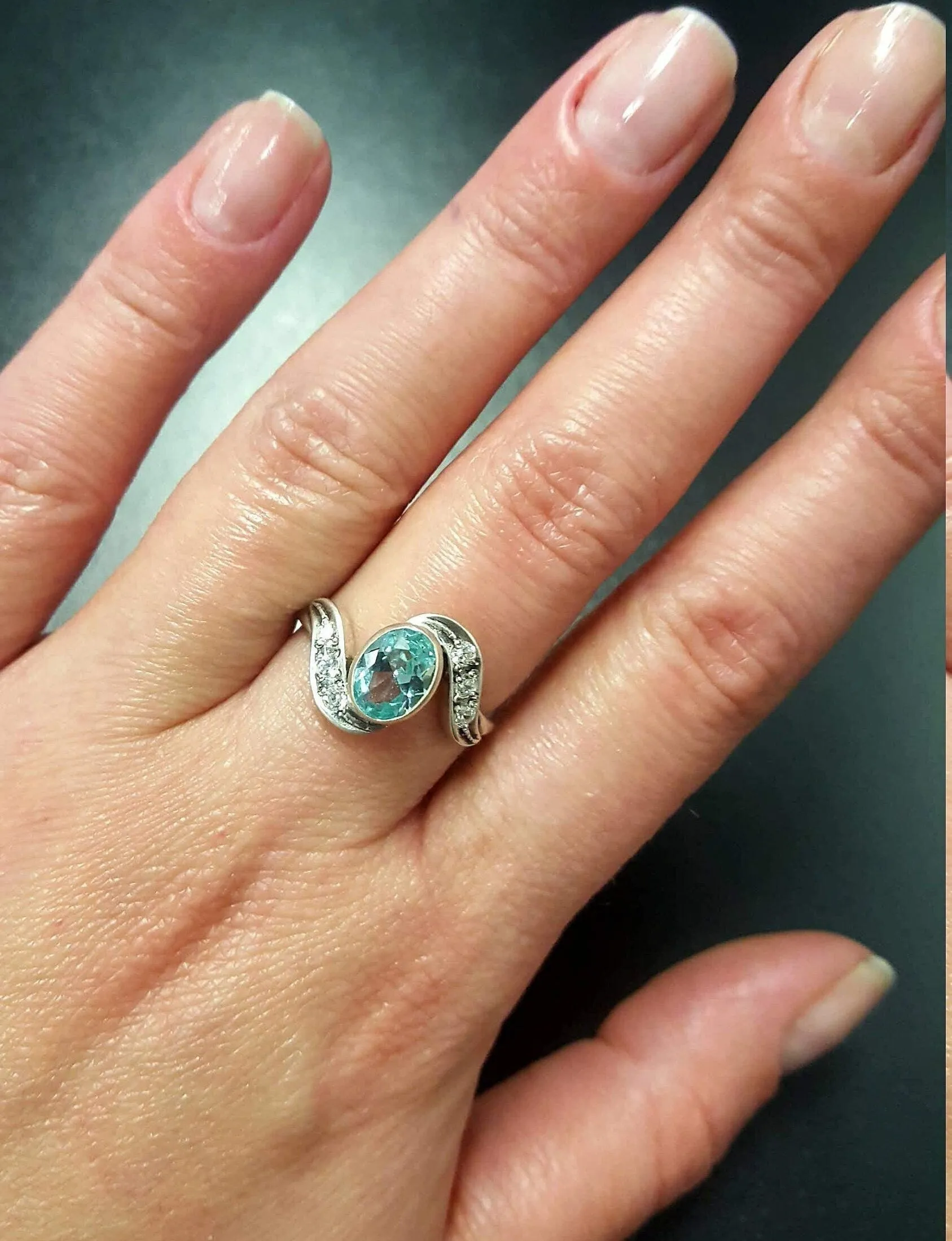 Aquamarine Ring - Sky Blue Ring - Vintage Bezel Ring