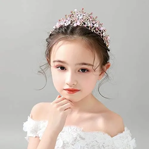 Babymoon Diamond Alloy Crystal Girl’s Women’s Crown | Tiara Hairband Hair Accessories | Pink