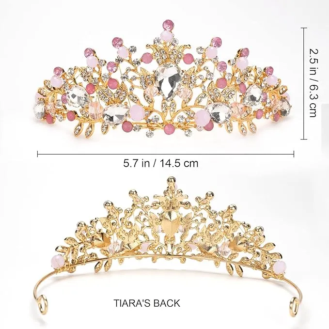 Babymoon Diamond Alloy Crystal Girl’s Women’s Crown | Tiara Hairband Hair Accessories | Pink