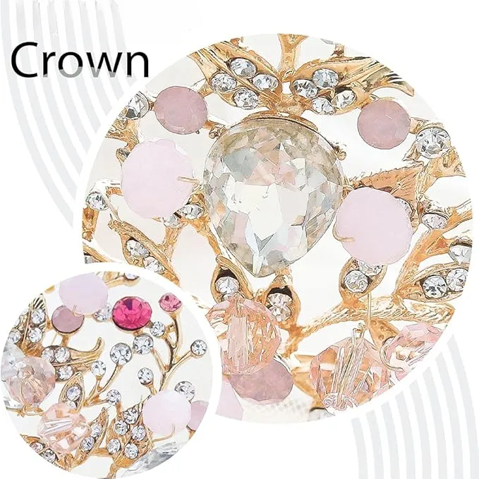 Babymoon Diamond Alloy Crystal Girl’s Women’s Crown | Tiara Hairband Hair Accessories | Pink