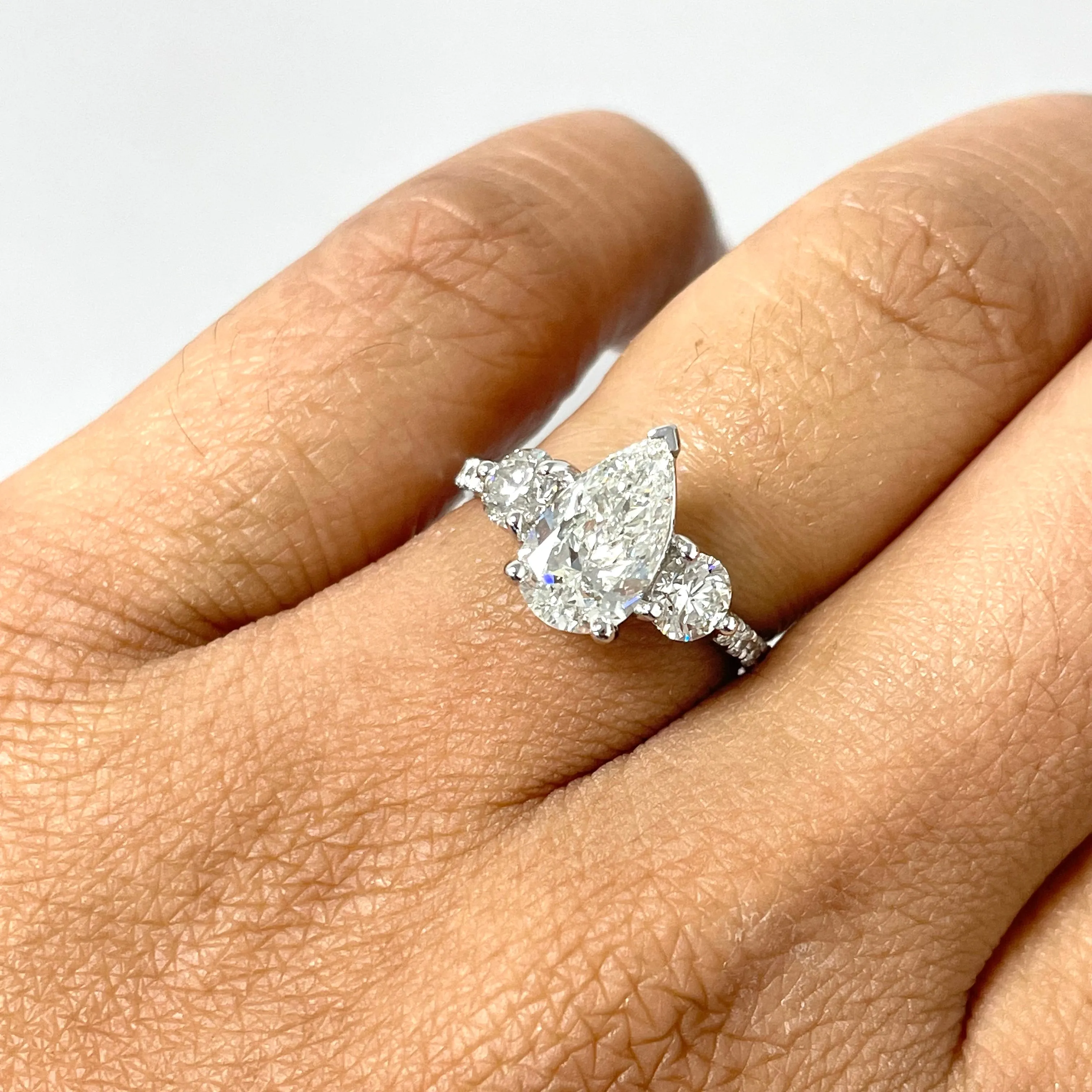 Beauvince Reina Engagement Ring (1.50 ct Pear Shape ISI1 GIA Diamond)  in White Gold