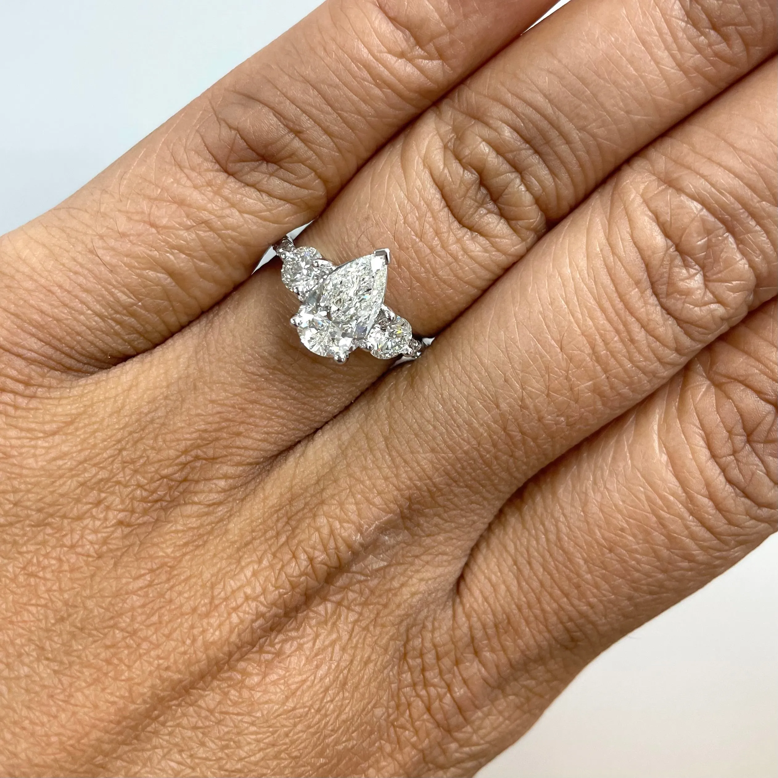 Beauvince Reina Engagement Ring (1.50 ct Pear Shape ISI1 GIA Diamond)  in White Gold