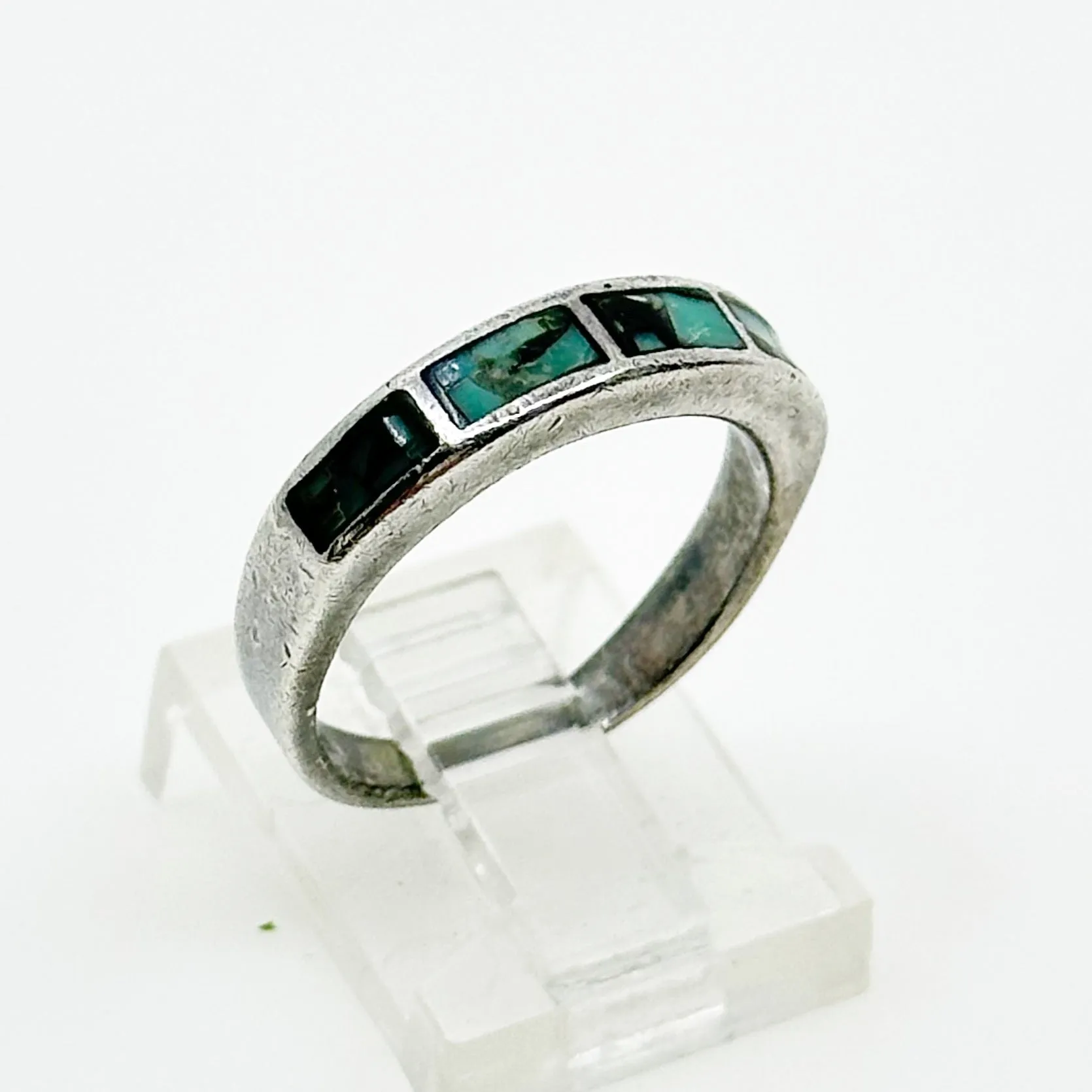 Bell Trading Post Navajo sterling silver turquoise inlay band ring