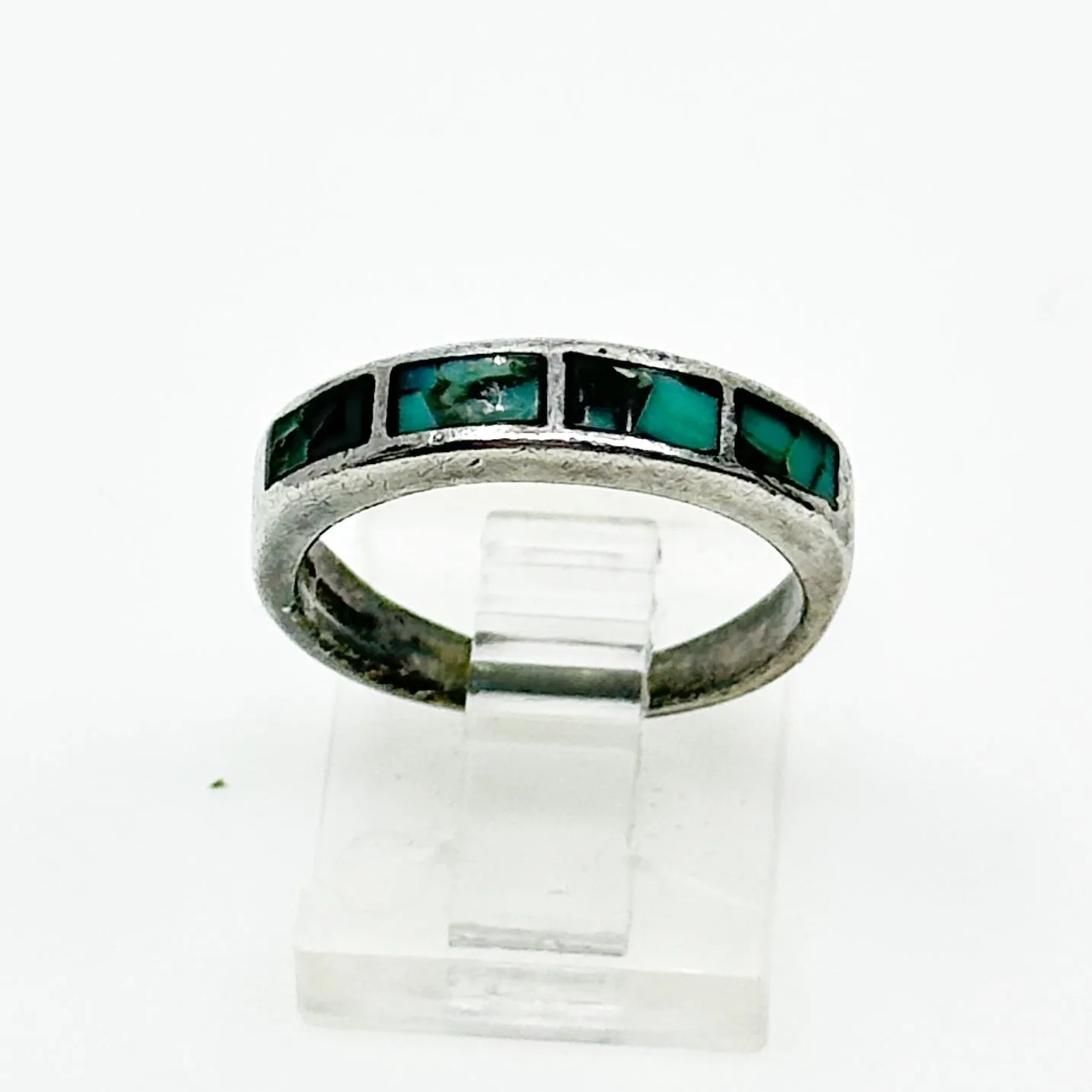 Bell Trading Post Navajo sterling silver turquoise inlay band ring