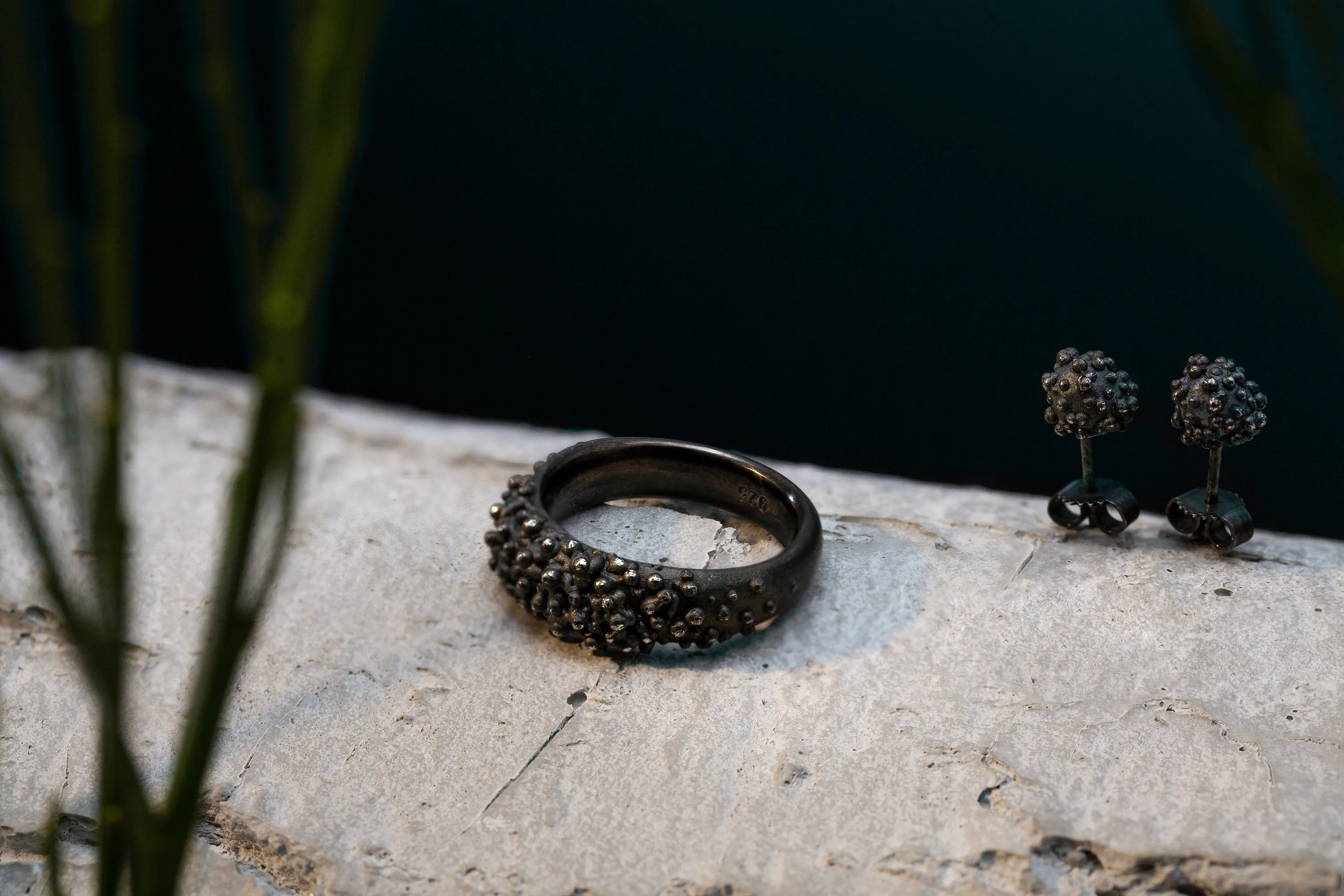 Black Beaded Studs