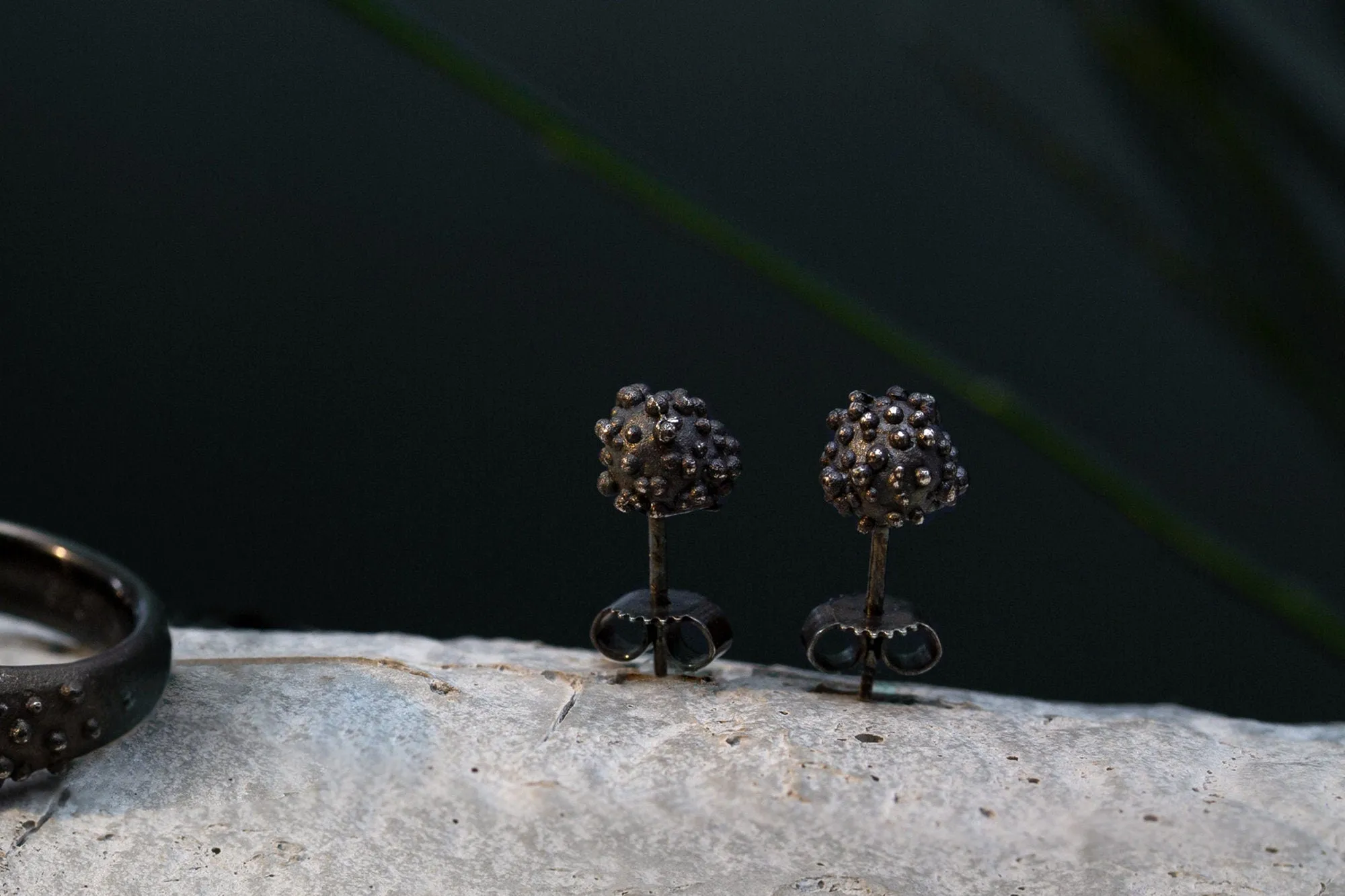 Black Beaded Studs