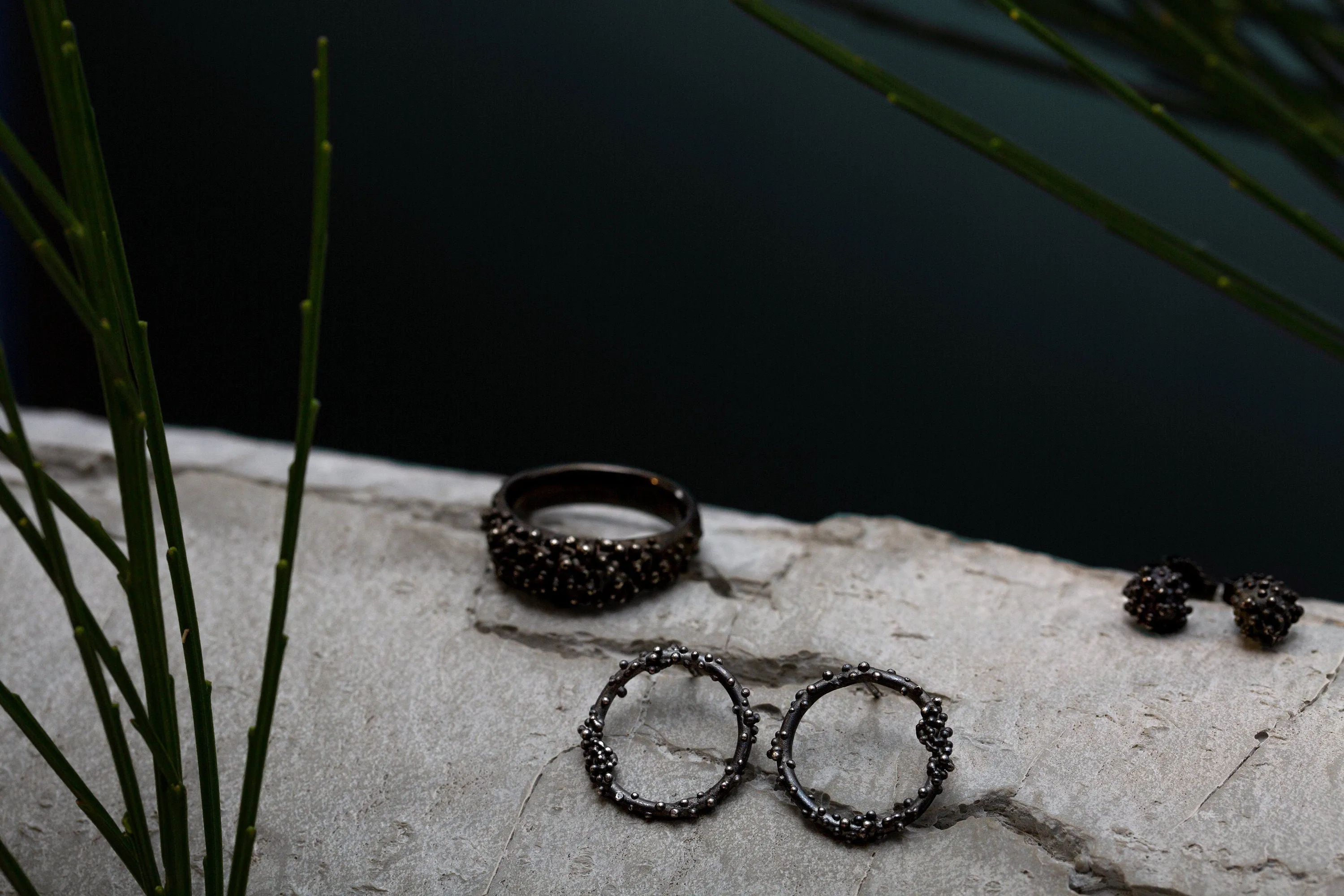 Black Beaded Studs