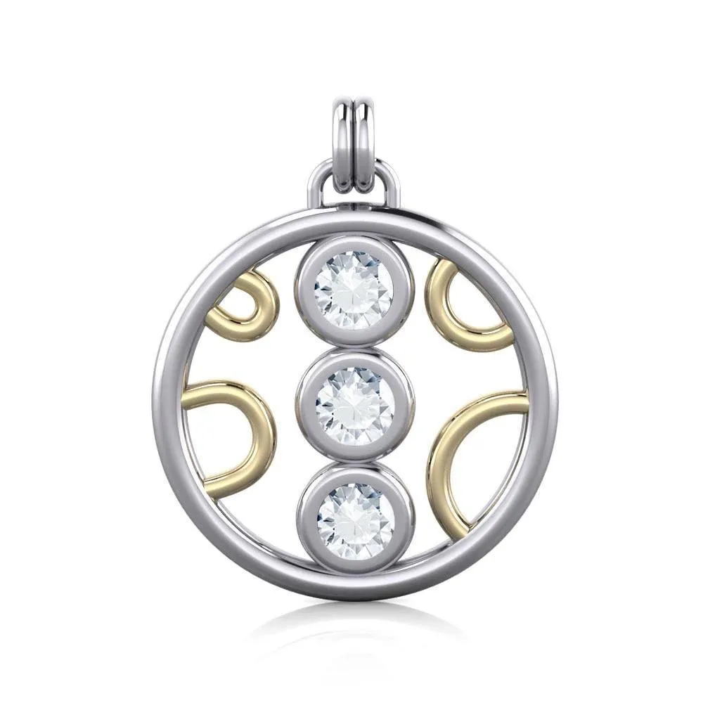 Black Magic Art Deco Circles Silver & Gold Pendant MPD730