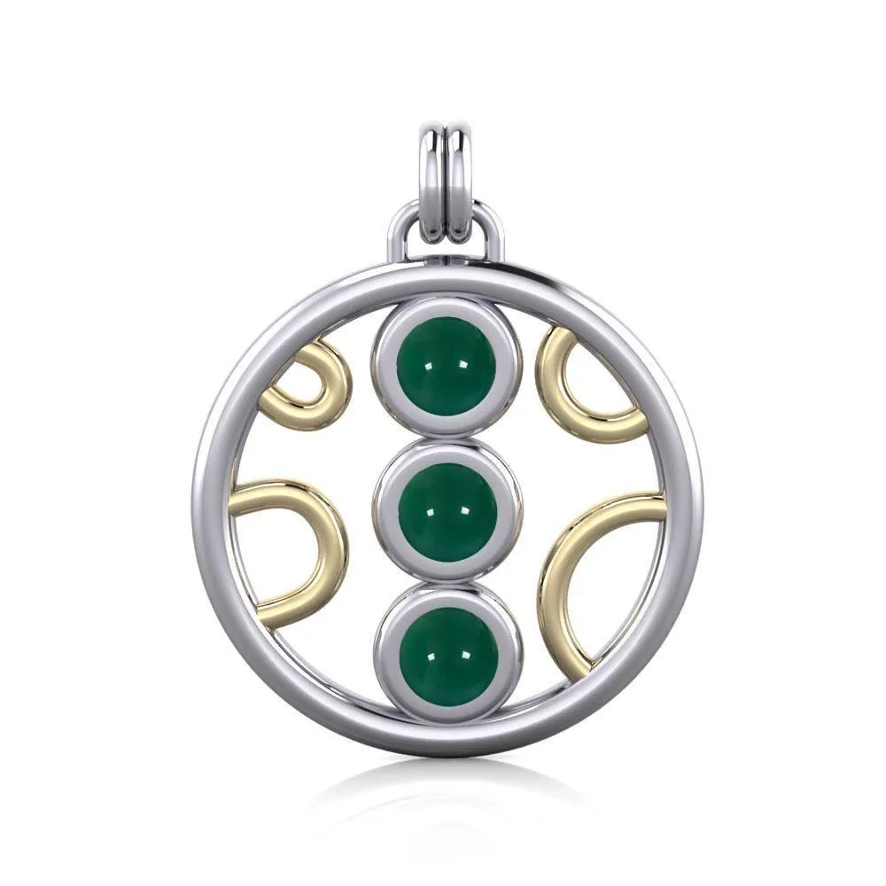 Black Magic Art Deco Circles Silver & Gold Pendant MPD730