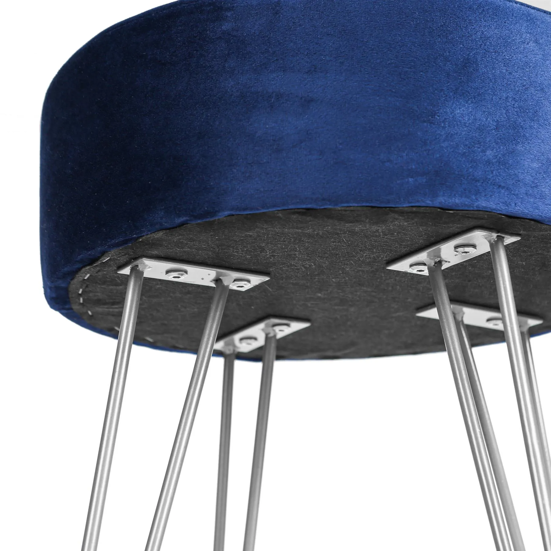 Blue Round Velvet Footstool - By Harbour Housewares