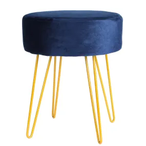 Blue Round Velvet Footstool - By Harbour Housewares