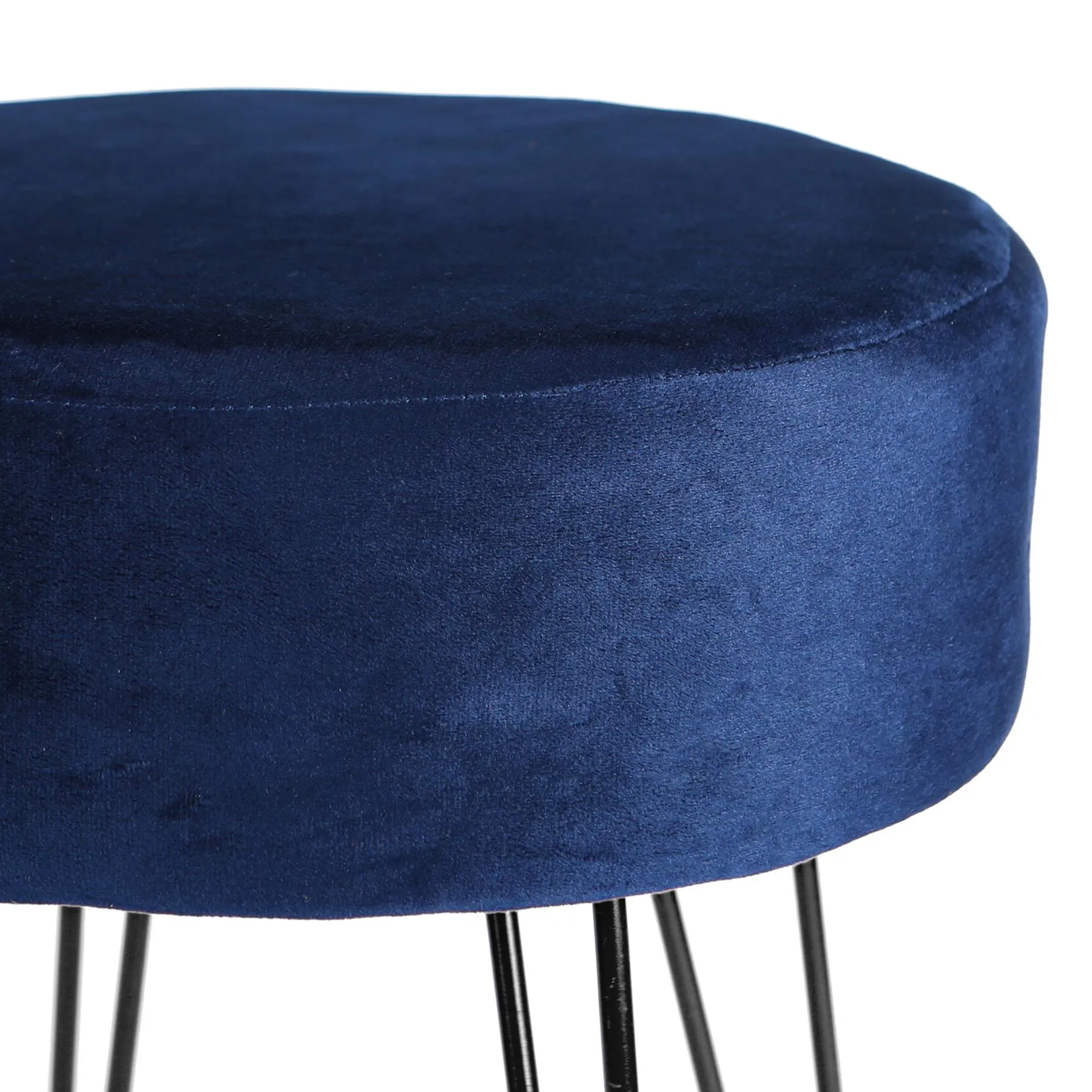 Blue Round Velvet Footstool - By Harbour Housewares