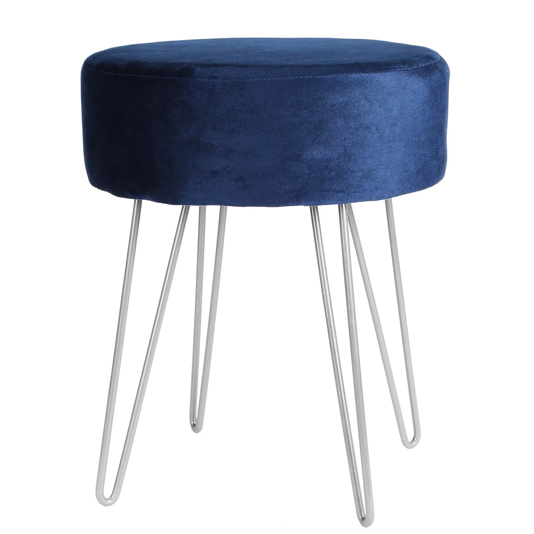 Blue Round Velvet Footstool - By Harbour Housewares