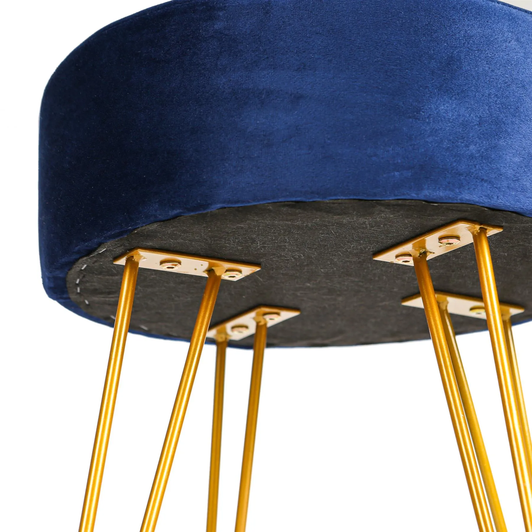 Blue Round Velvet Footstool - By Harbour Housewares