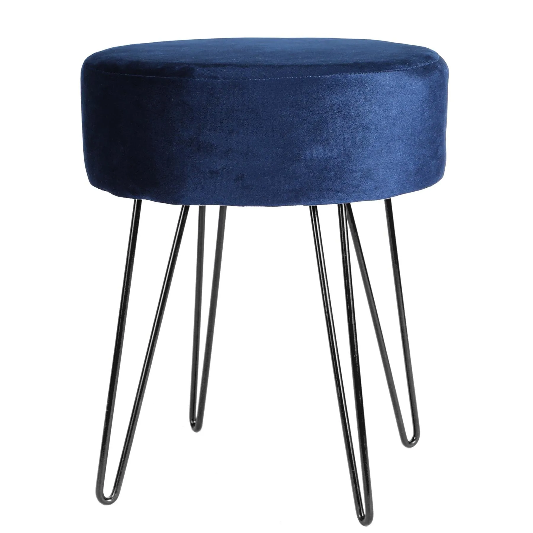 Blue Round Velvet Footstool - By Harbour Housewares