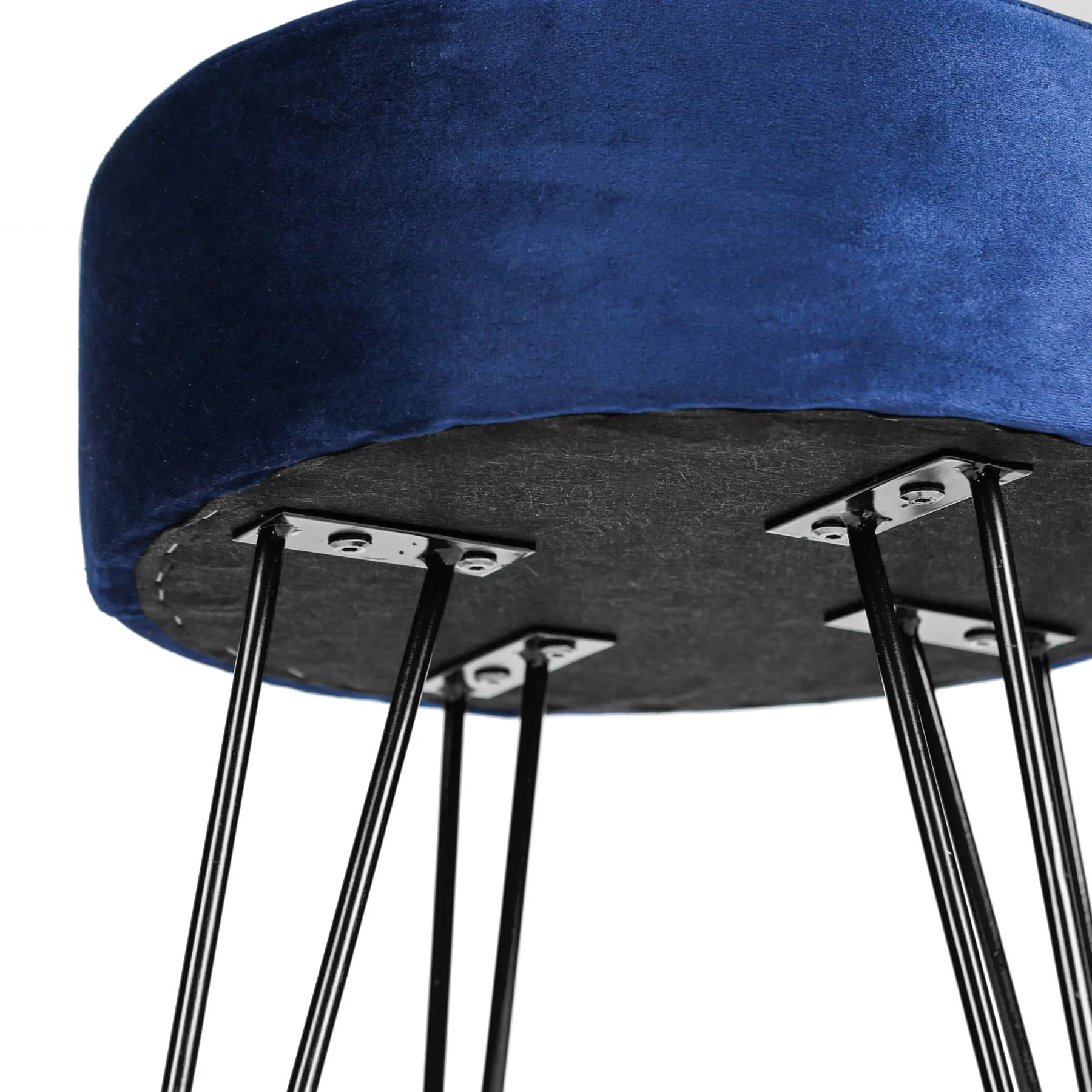Blue Round Velvet Footstool - By Harbour Housewares
