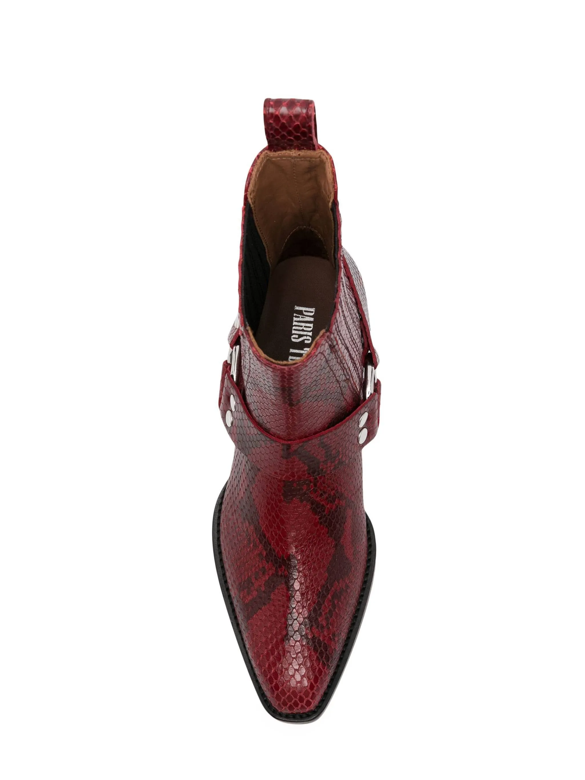 Bordeaux Red Snakeskin Ankle Boots