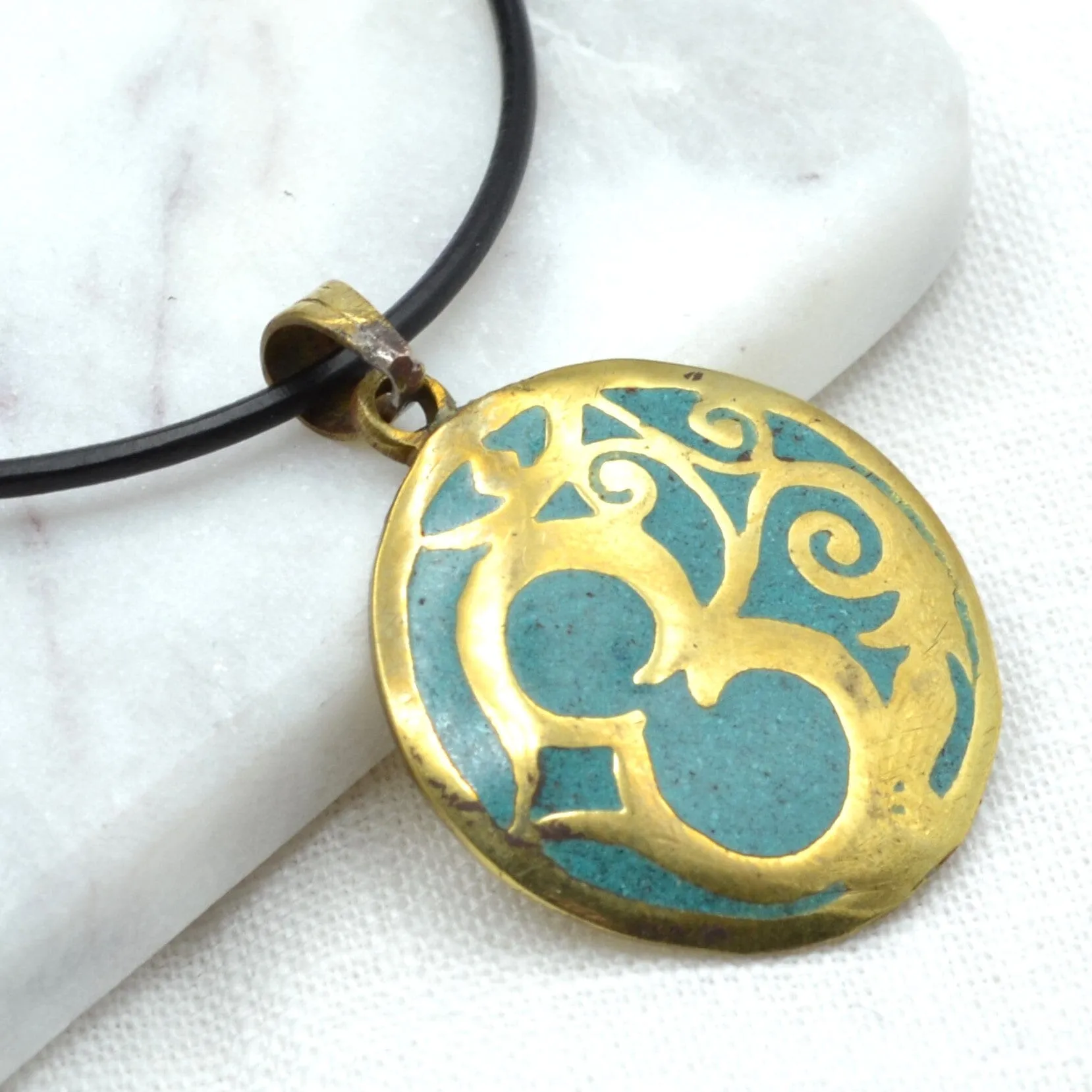 Brass Om Necklace