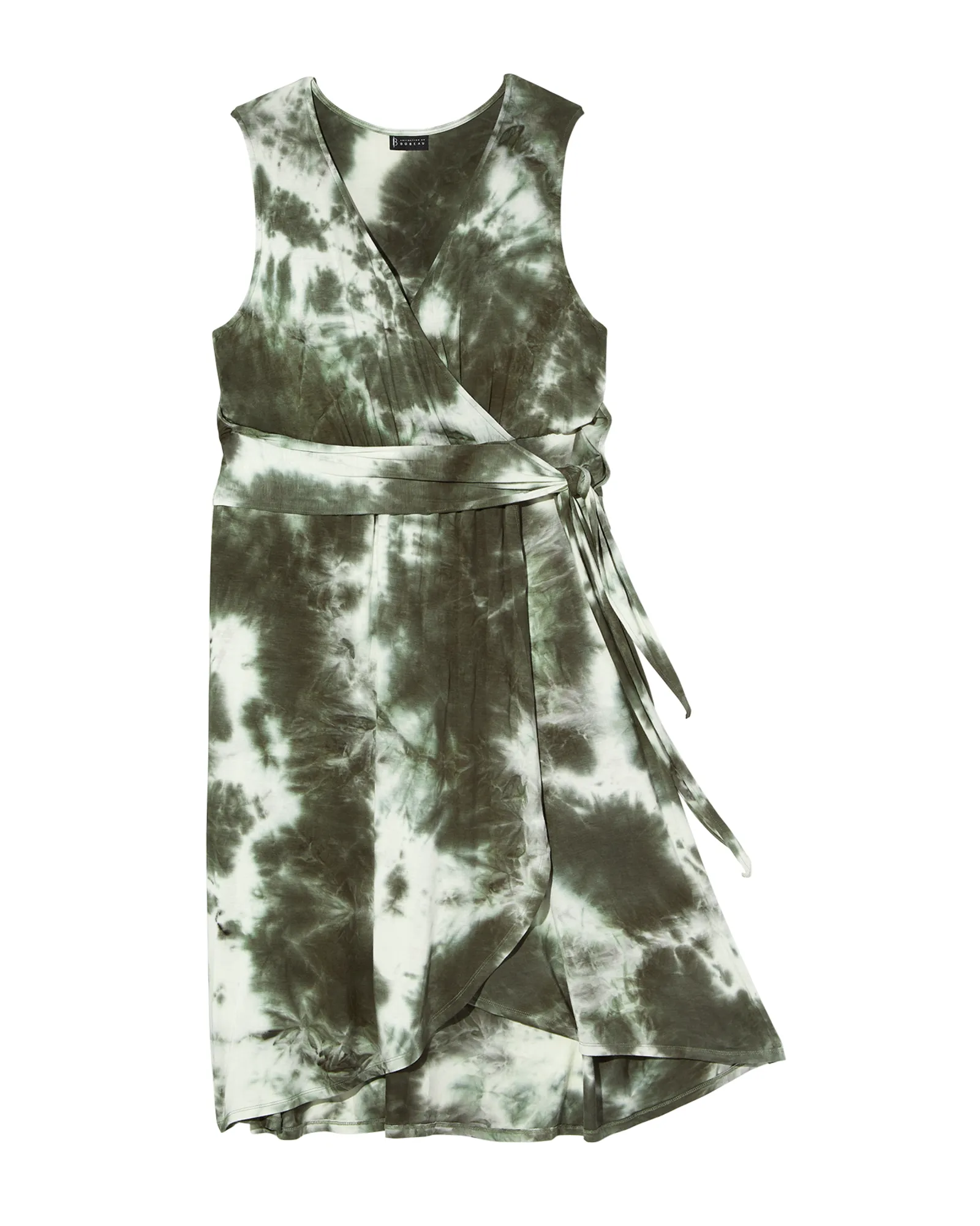 Brent Wrap Front Dress | Olive Green / White
