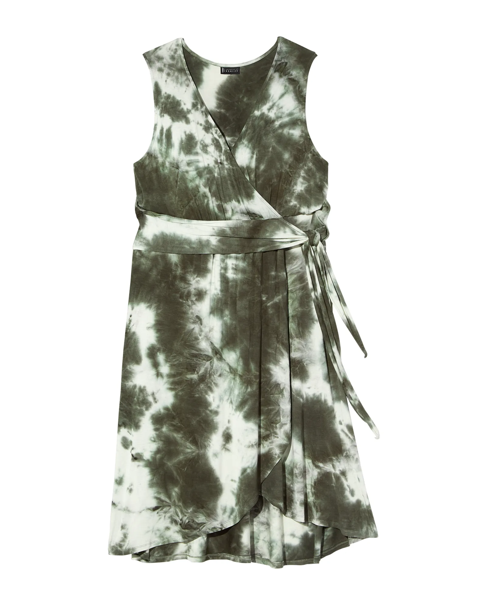 Brent Wrap Front Dress | Olive Green / White