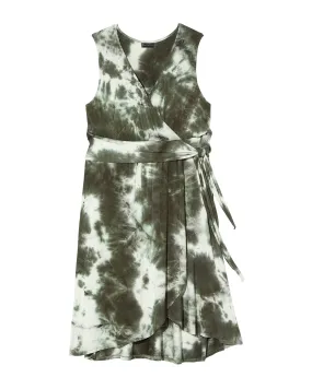 Brent Wrap Front Dress | Olive Green / White