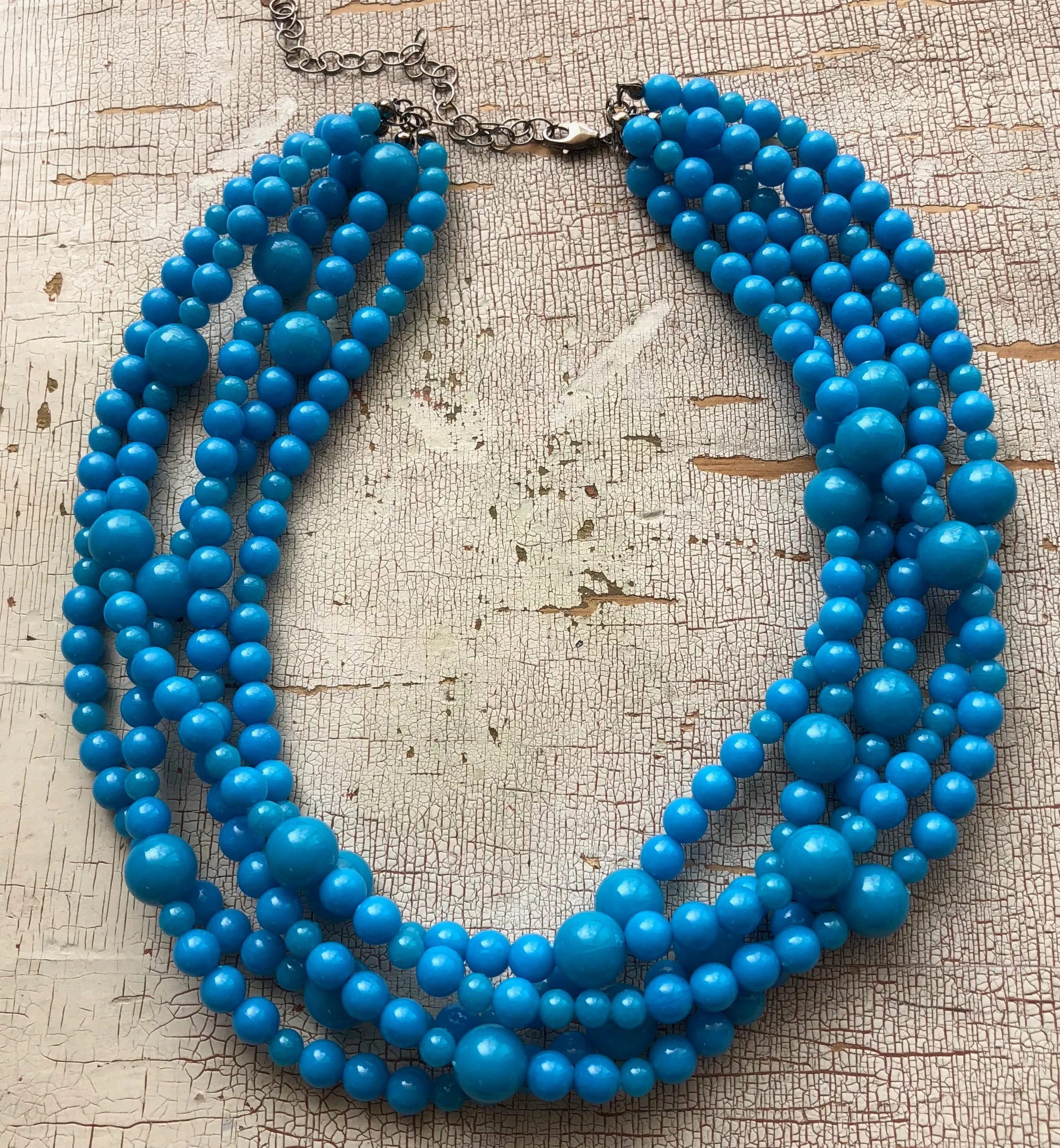 Bright Turquoise Blue Beaded Sylvie Statement Necklace