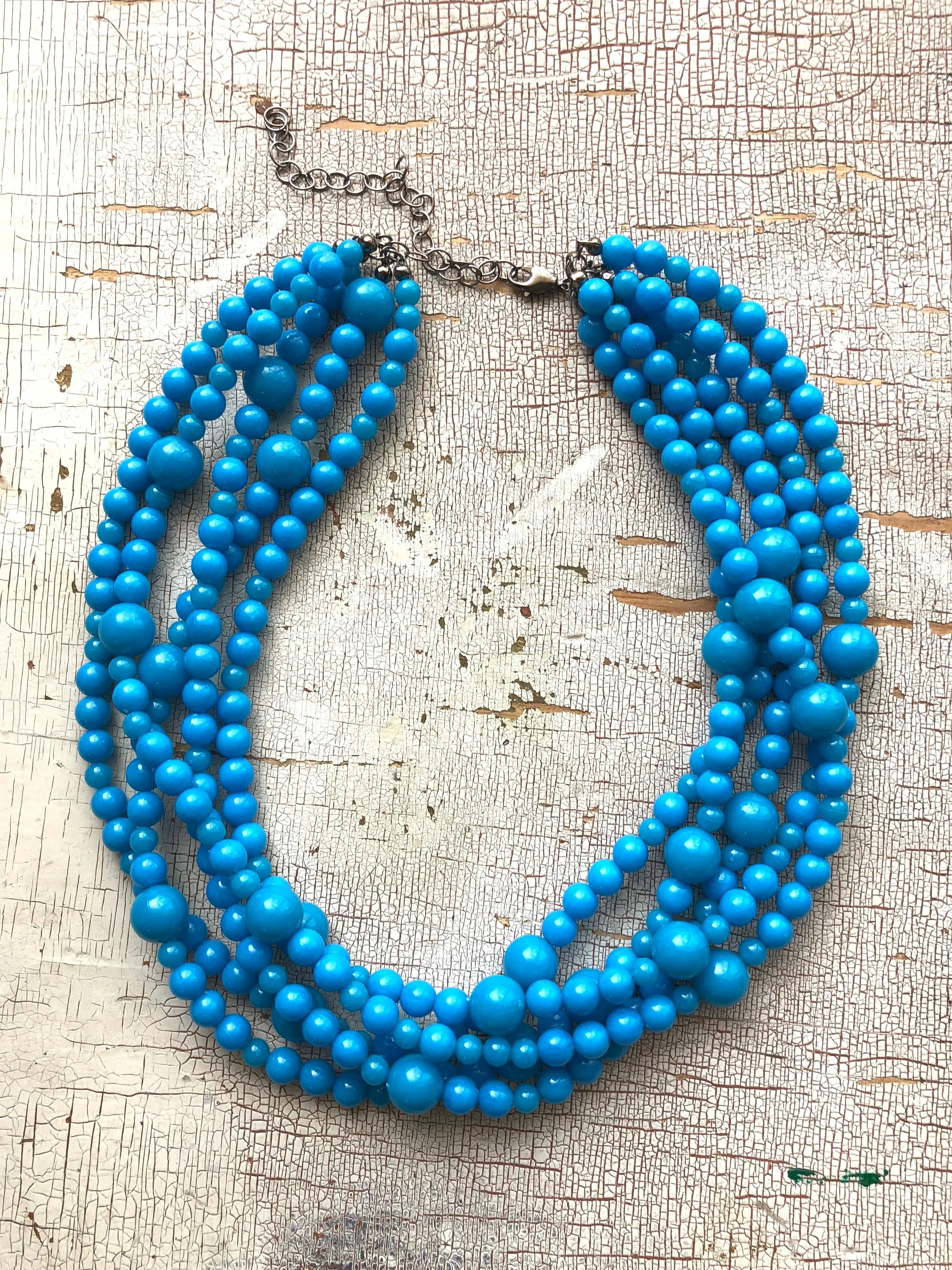 Bright Turquoise Blue Beaded Sylvie Statement Necklace