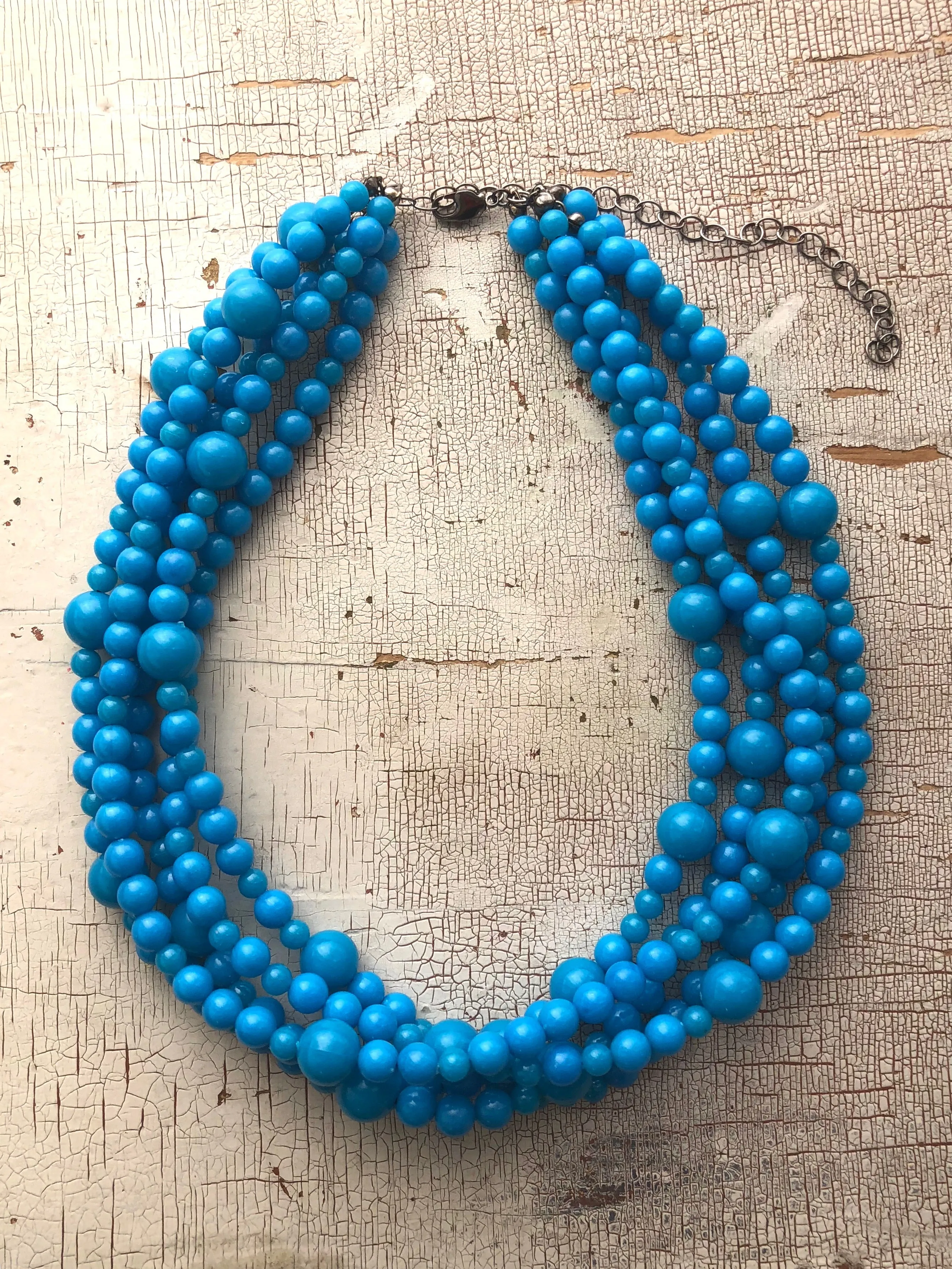 Bright Turquoise Blue Beaded Sylvie Statement Necklace