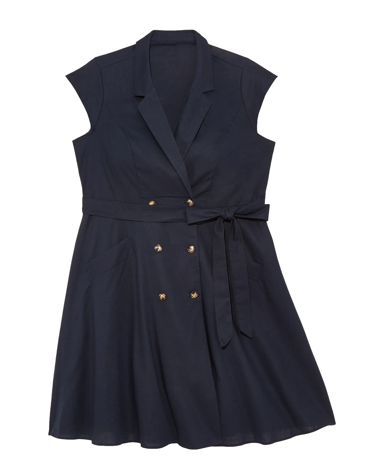 Cary Fit and Flare Belted Dress | Navy