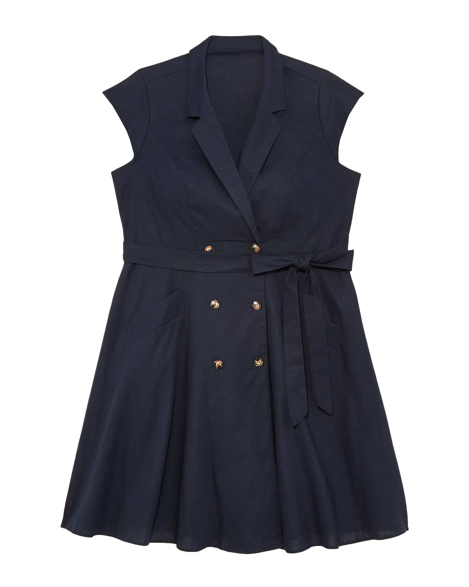 Cary Fit and Flare Belted Dress | Navy