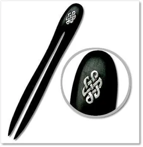 Celtic Hair pin, ebony wood hair pin, celtic hair fork