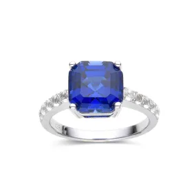 Ceylon Sapphire Asscher Cut Ring