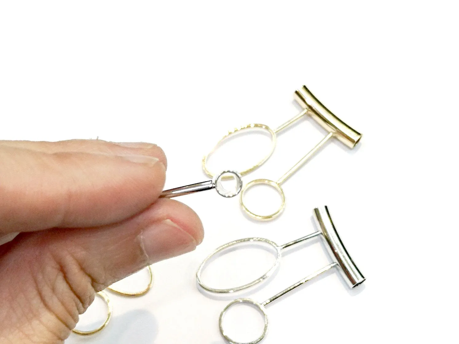 Charm, Brass, 25x5x44mm, T-shape, Circle, 2 Pieces | 銅吊飾, 25x5x44mm, T形, 2個