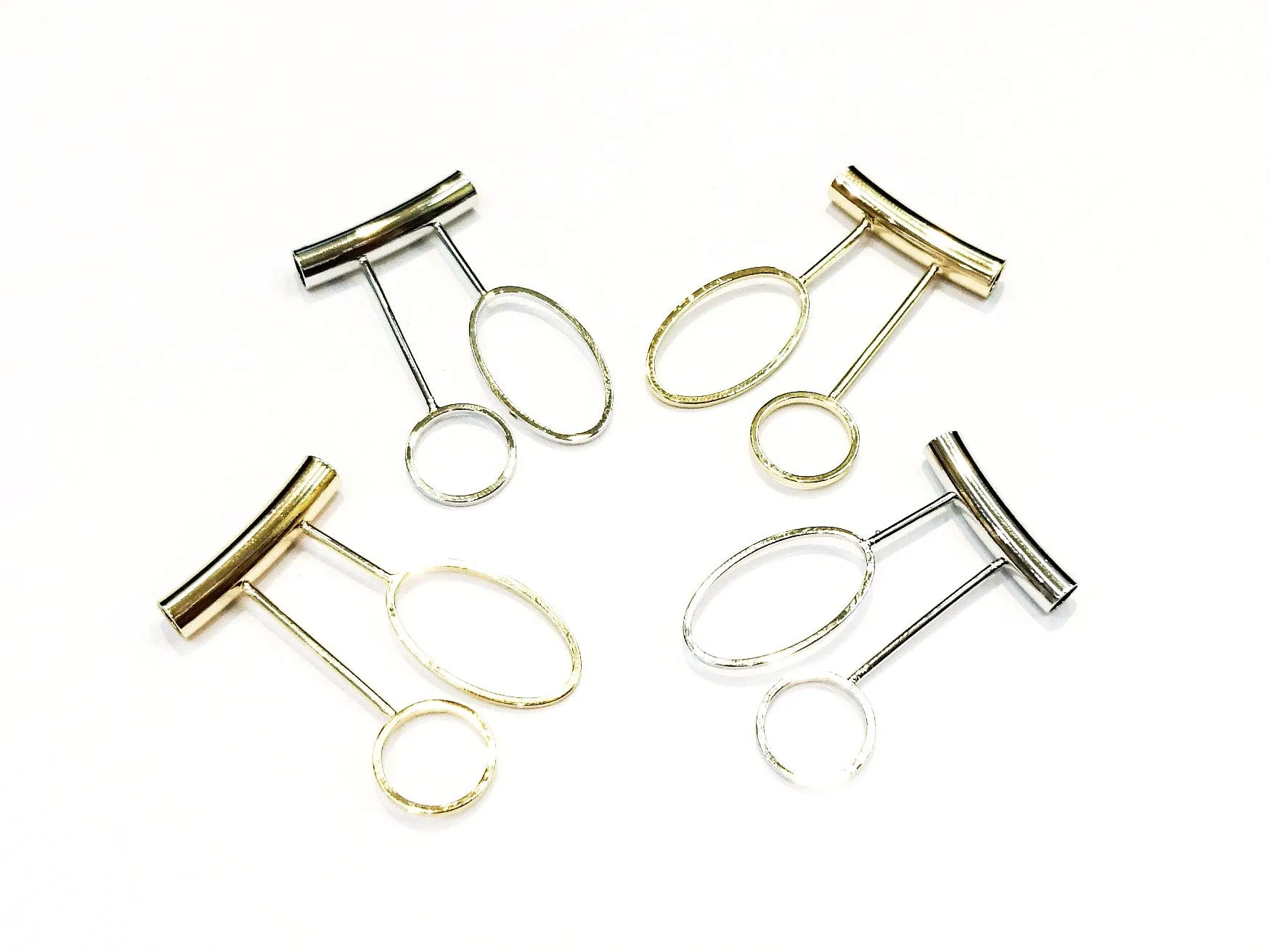 Charm, Brass, 25x5x44mm, T-shape, Circle, 2 Pieces | 銅吊飾, 25x5x44mm, T形, 2個