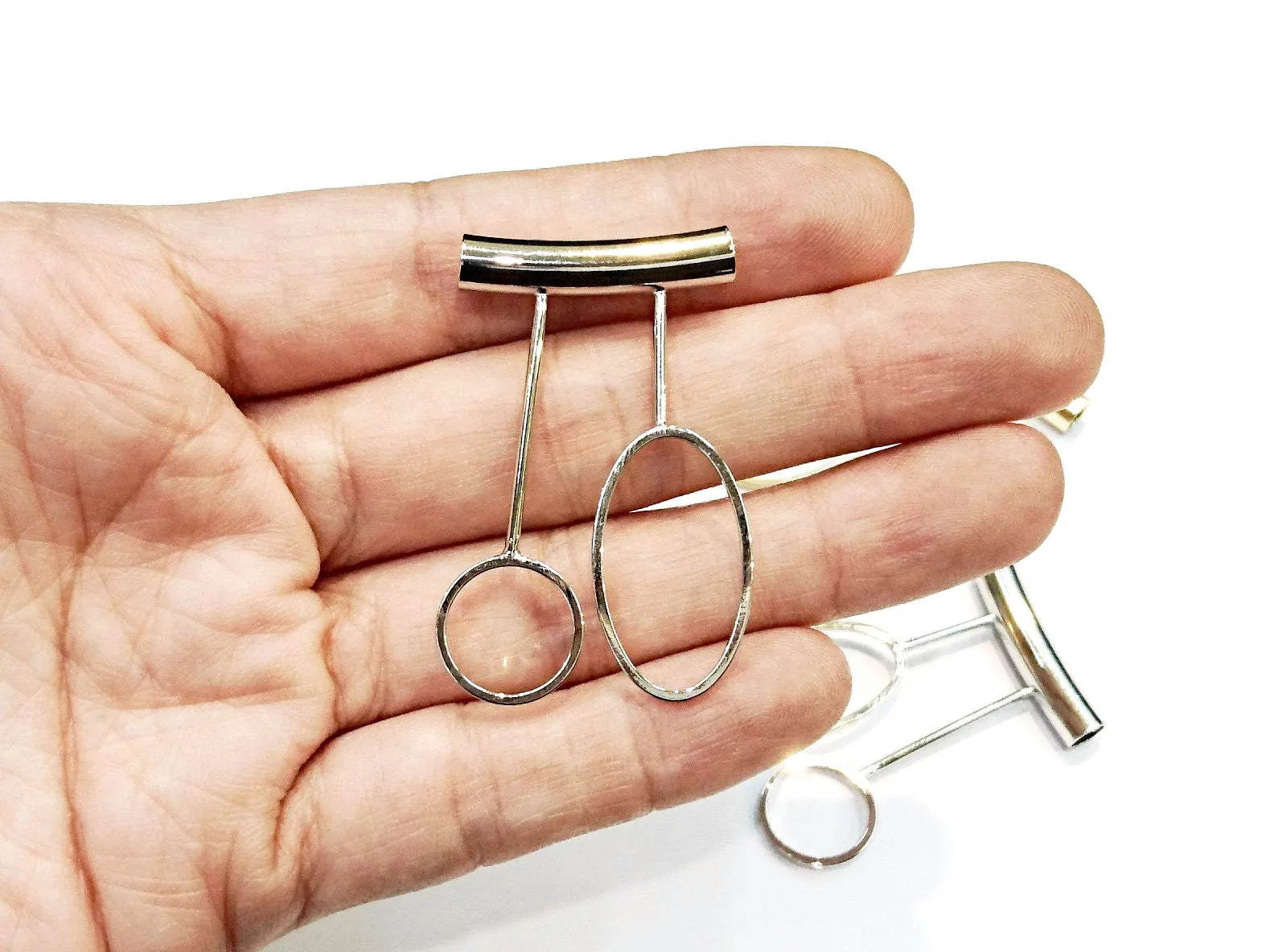Charm, Brass, 25x5x44mm, T-shape, Circle, 2 Pieces | 銅吊飾, 25x5x44mm, T形, 2個