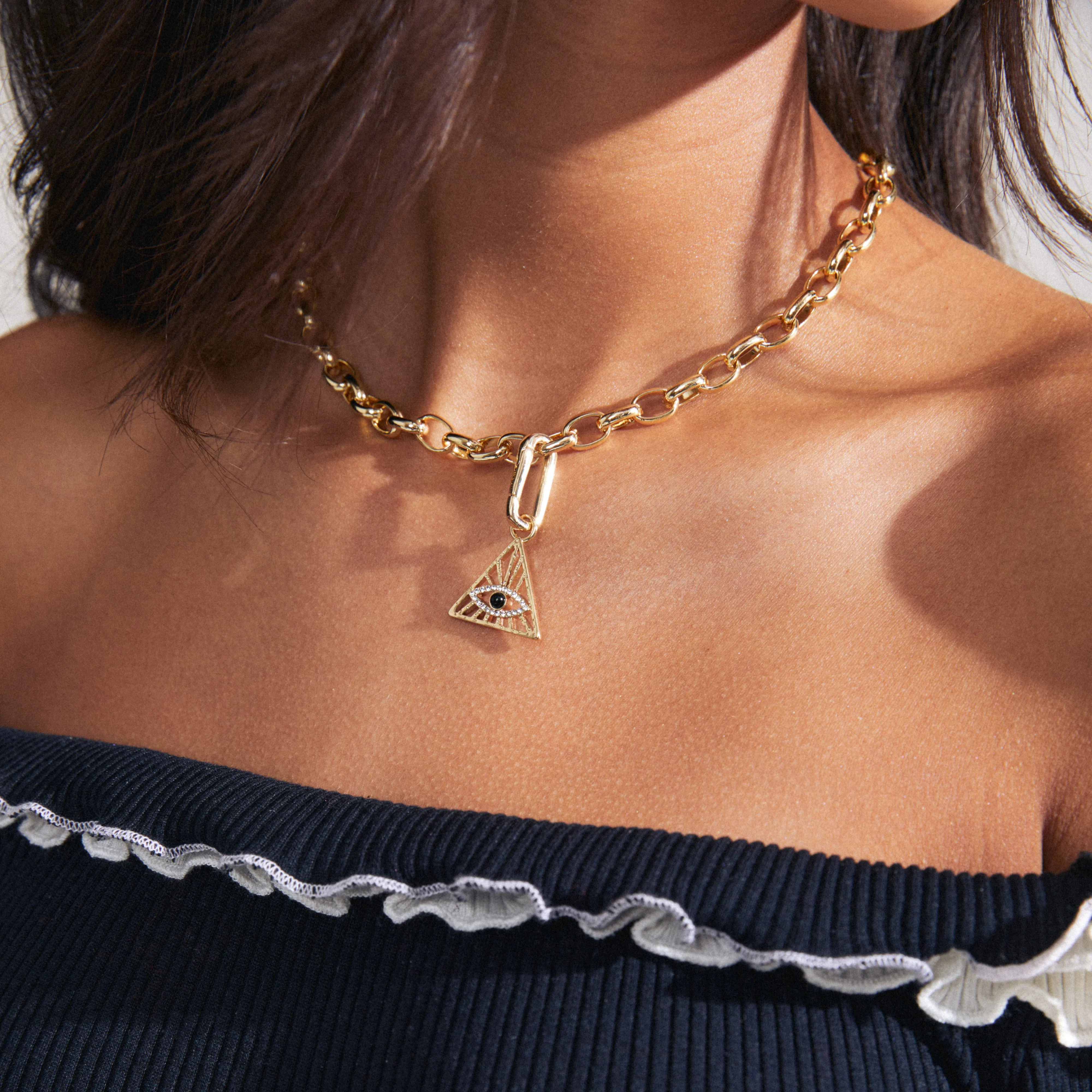 CHARM recycled triangle pendant, gold-plated