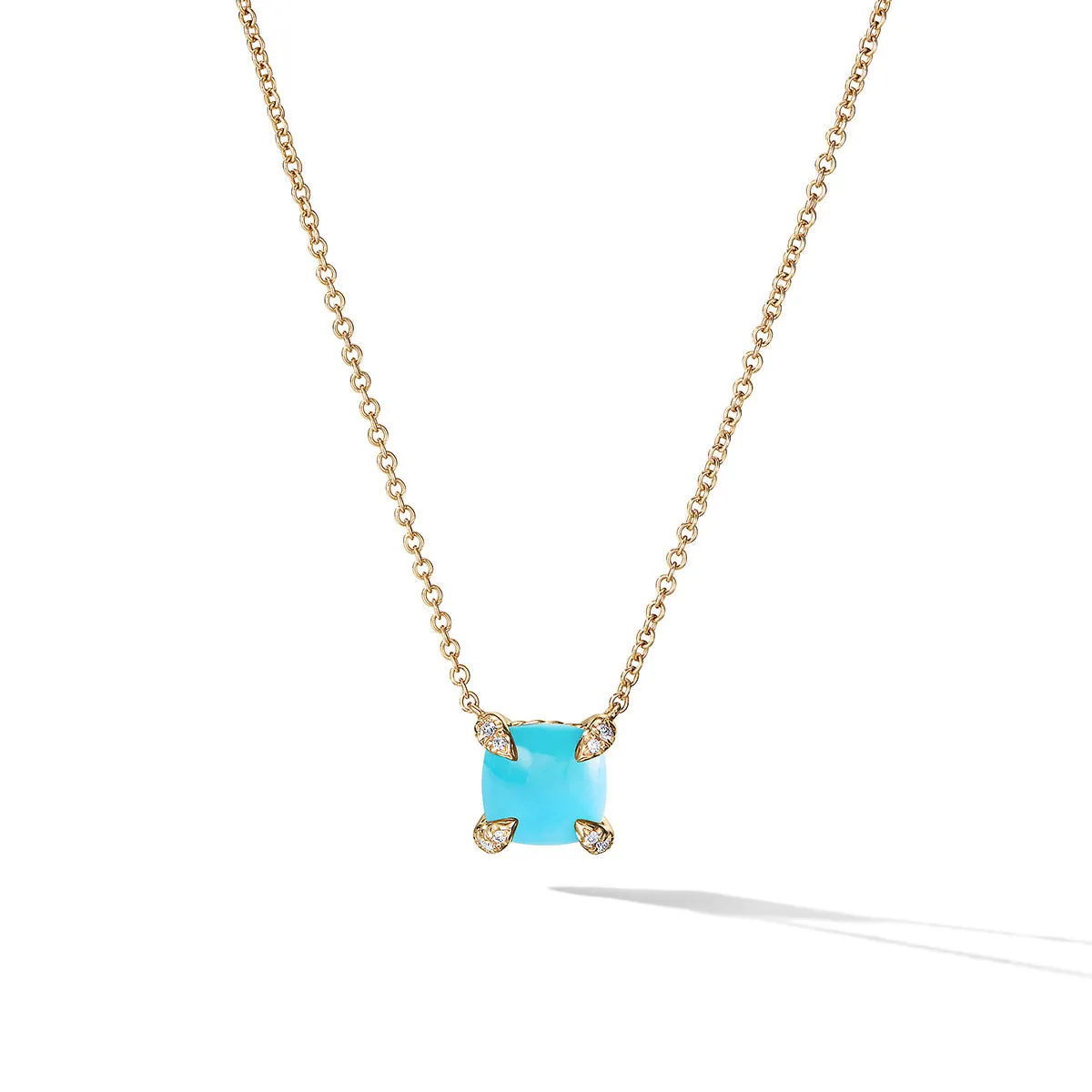 Chatelaine Pendant Necklace with Turquoise and Diamonds in 18K Gold