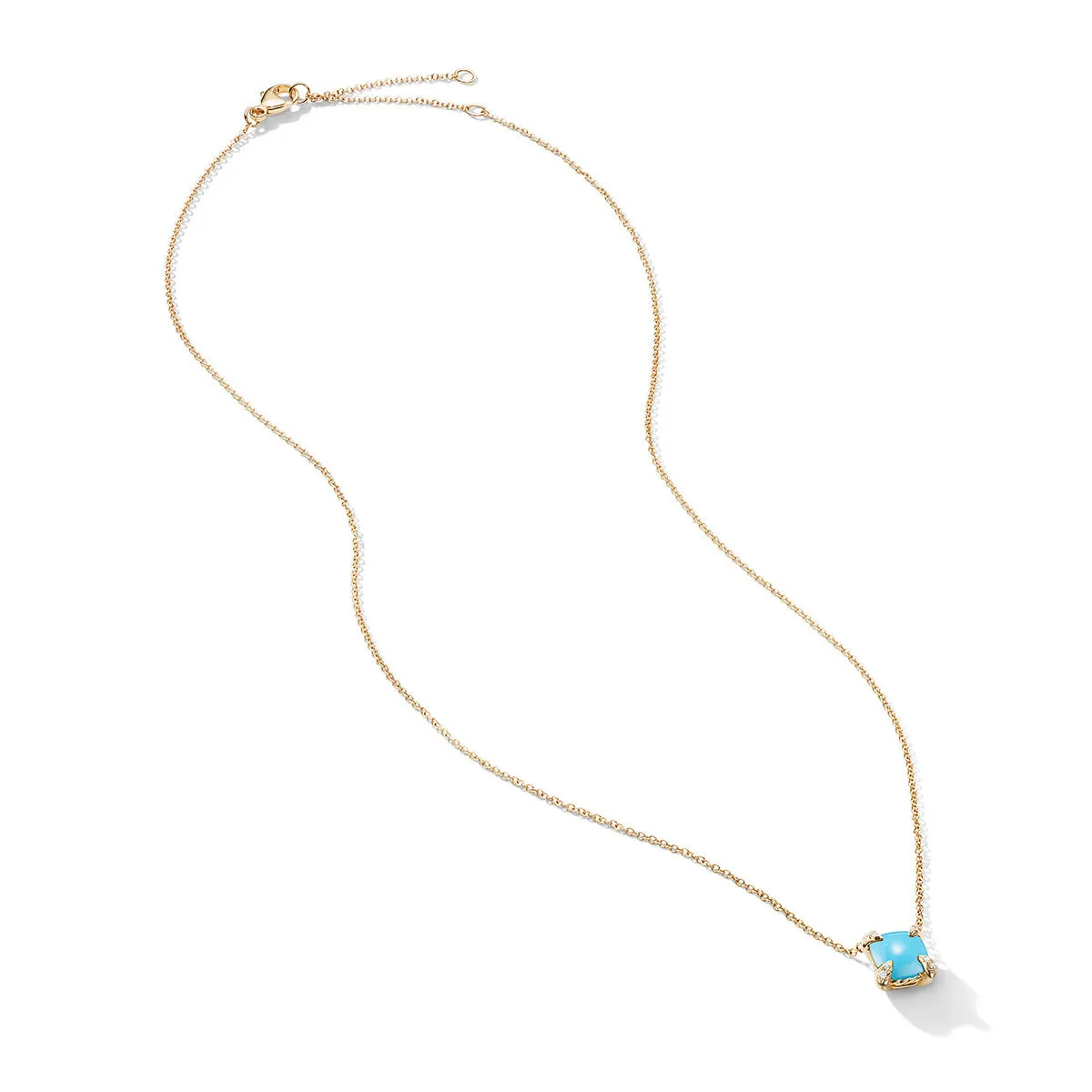 Chatelaine Pendant Necklace with Turquoise and Diamonds in 18K Gold