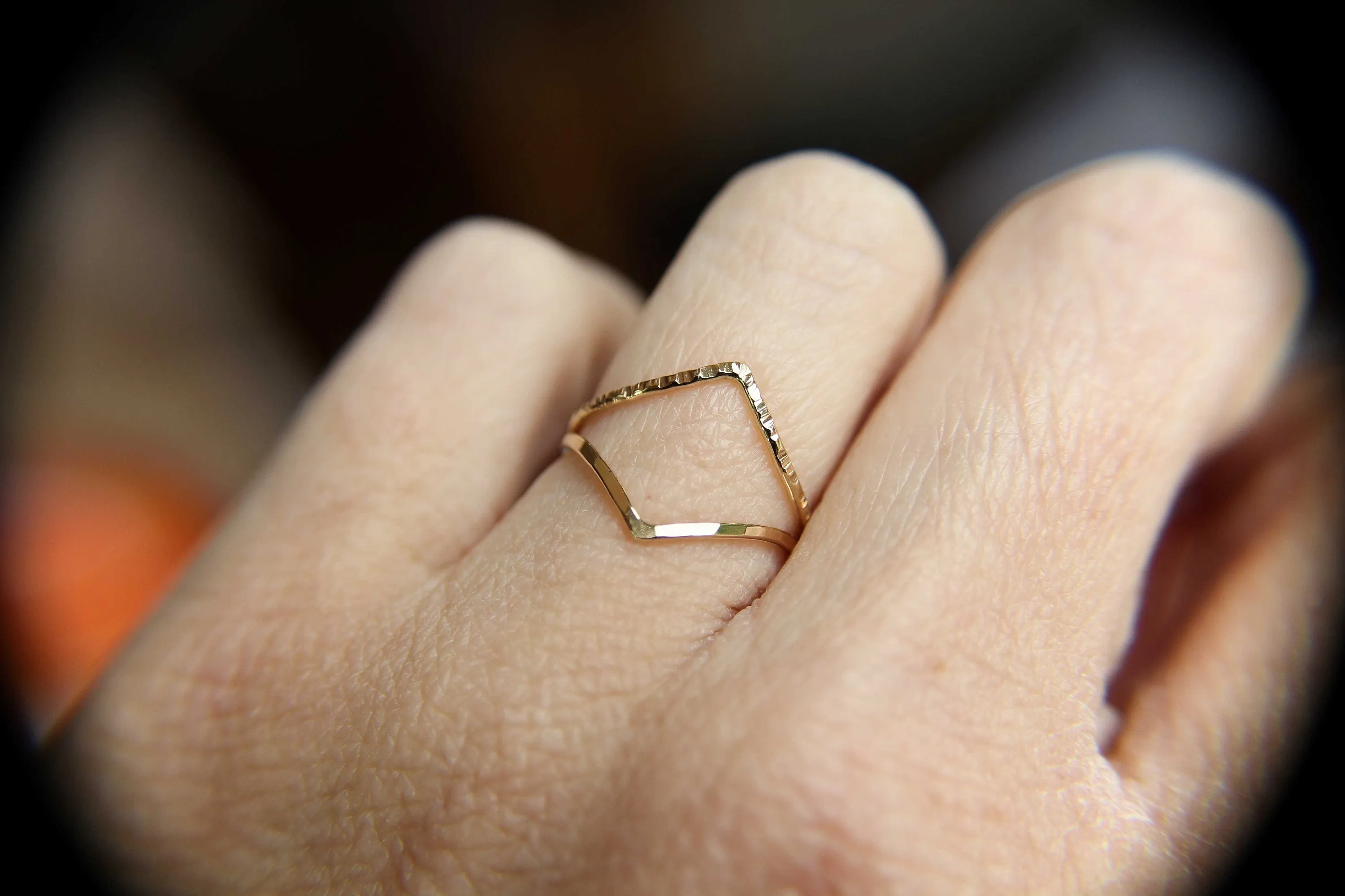 Chevron Ring Set, Gold Chevron Rings, Textured, Boho Ring, Minimalist, Everyday Jewelry, Simple, Gift, Modern Ring, Geometric Ring, Chevron
