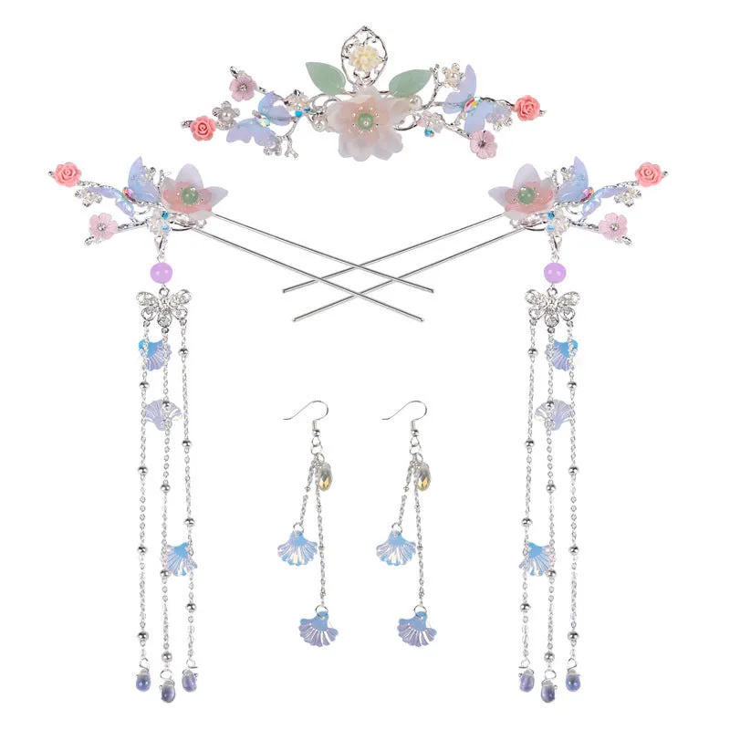 Chinese Plum Blossom and Apricot Leaf Fringe Hair Accessories