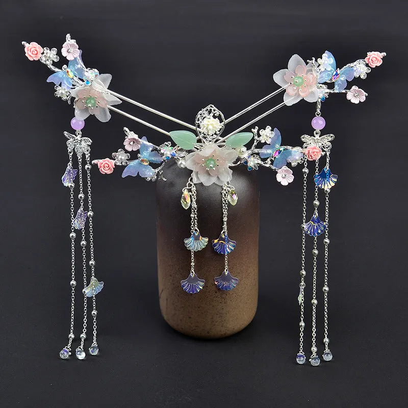 Chinese Plum Blossom and Apricot Leaf Fringe Hair Accessories