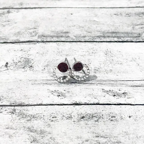 Circle Circle Silver Crystal Stud Earrings