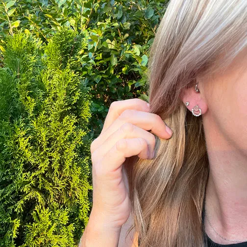 Circle Circle Silver Crystal Stud Earrings