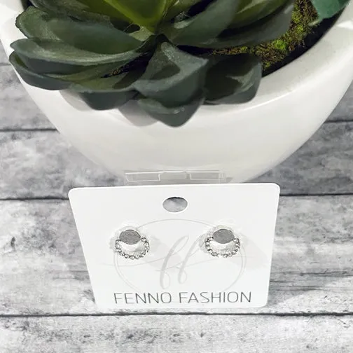 Circle Circle Silver Crystal Stud Earrings