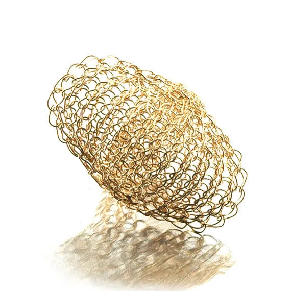 Cleopatra gold ring , wire crochet yellow gold filled ring