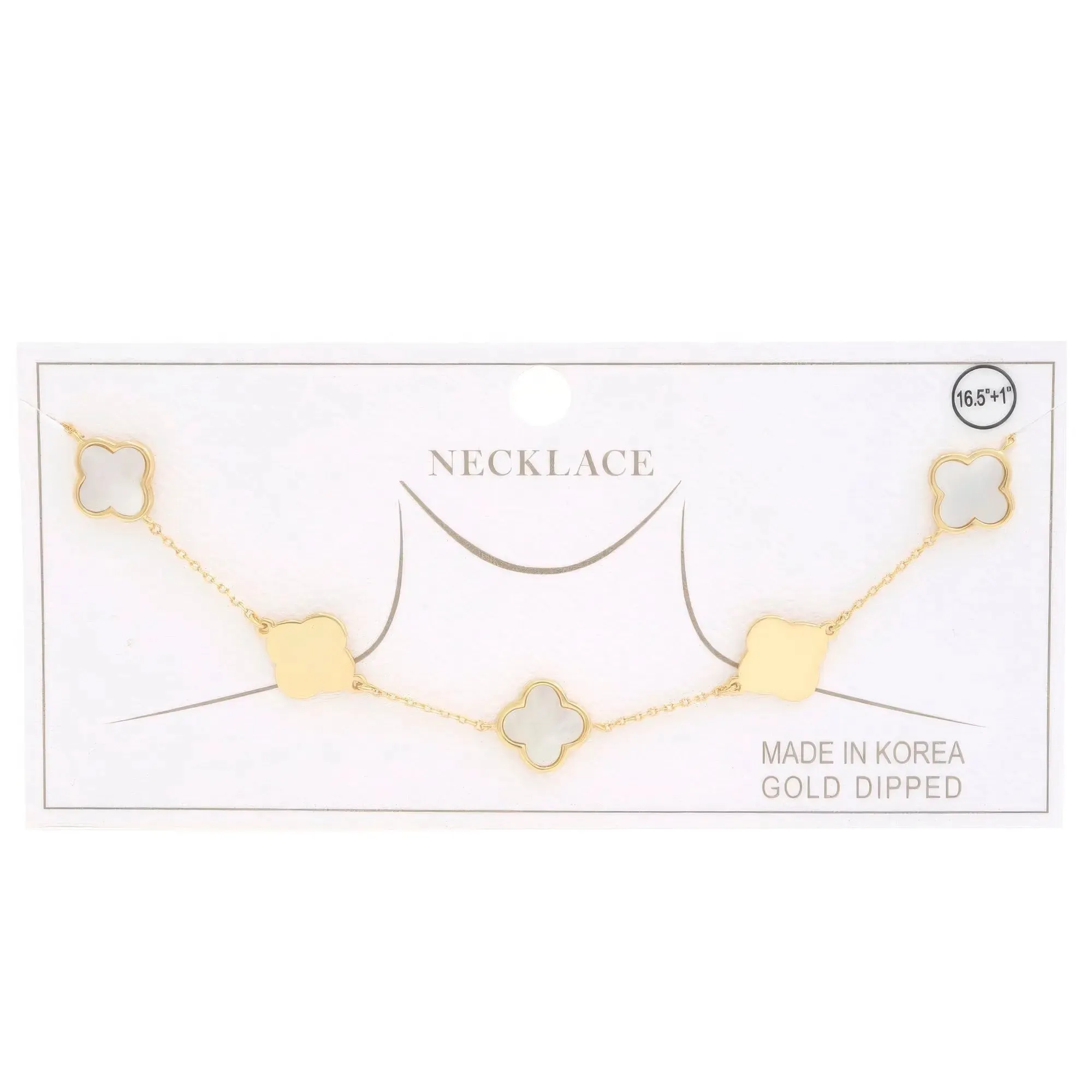 Clover Charm Station Gold Dipped Necklace