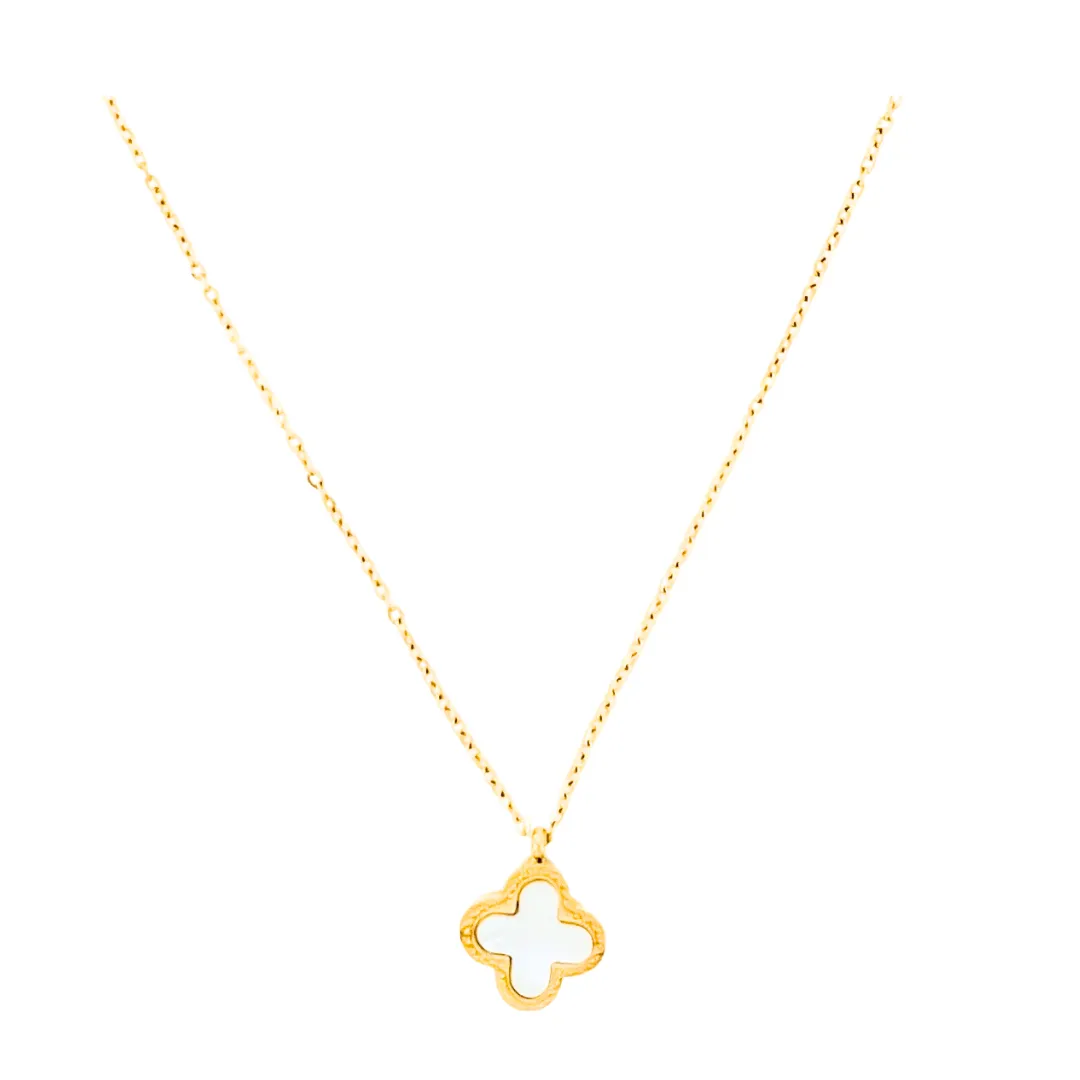 Clover Stainless Steel Necklace | Turquoise x White